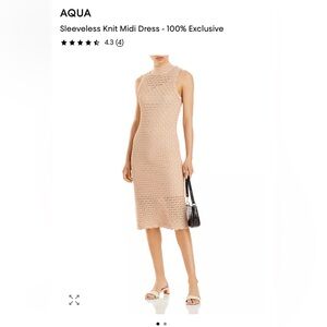 Aqua Textured Sleeveless Midi Dress in Tan